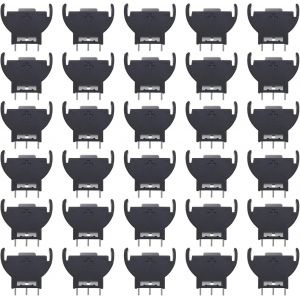 30pcs CRCR2025 CR2016 Support de Pile Bo&icirc;tier de Prise de Bouton de Pile Bouton Vertical Bo&icirc;tier de Pile Bouton de Pile Bouton avec Type d'immersion &agrave; 3 Broches Noir - Neuf