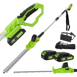 MEVRONISSHOP-Taille Haie T&eacute;lescopique Sans Fil, Taille-Haies &Eacute;lectrique Sans Fil 2*20V 2.0Ah, (Longueur: 41cm,Capacit&eacute;: 16mm), Multifunktion Taille-Haies, Avec 1 Batterie Chargeur - Neuf