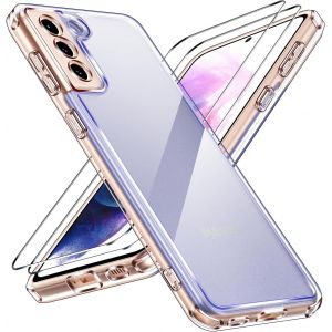 Anti-Jaunissement Hd Clair Coque Pour Samsung Galaxy S21+ 5g / S21 Plus 5g Avec 2 Pièces Verre Trempé, [Protection Militaire] Transparente Étui De Protection Antichoc Mince Bumper Housse - Neuf