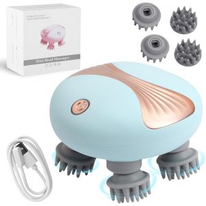 Kal-Masseur De Tête Électrique,Masseur Électrique Du Cuir Chevelu,2 Vitesses,Rotation À 360°,Arrêt Automatique,Scalp Massager Électrique,Massage De La Tête Pour Détendre La Circulation Sanguine(Blue) - Neuf