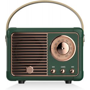 Mini haut-parleur Bluetooth portable, haut-parleur Bluetooth r&eacute;tro, haut-parleur en forme de radio, bo&icirc;te &agrave; musique portable Bluetooth 5.0 pour chambre, bureau, d&eacute;coration de salon, cadeau - Neuf