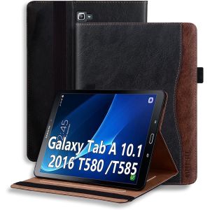 Coque Pour Samsung Galaxy Tab A6 10.1 2016 (Sm-T580/T585) Tablette Housse De Protection &Eacute;tui Pencil Holder Support Multi Angles Avec Auto Schlaf/Aufwach En Cuir Pu Pour Galaxy Tab A6 10.1 2016 Noir - Neuf