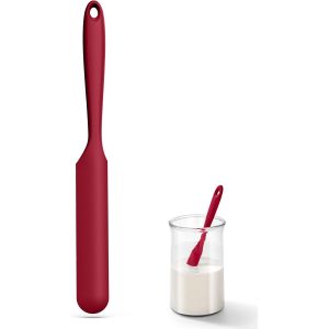 Kalanka-Spatule En Silicone Pour Bocaux: Grattoir &Agrave; Bocaux Flexible R&eacute;sistant &Agrave; La Chaleur 315 &iquest; Avec Manche Long Et Fin Pour Gratter Les Sauces, M&eacute;langer Le Levain, Pour Petits R&eacute;cipients (Rouge) - Neuf