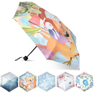 CAP-Mini Parapluie Pliant, Parapluie de Voyage Pliable Parapluie Homme Femme Parapluies Pliants, Manuel Compact Résistant au Vent Parapluie Poignée en Alliage Compact et Fort en Aluminium - Neuf