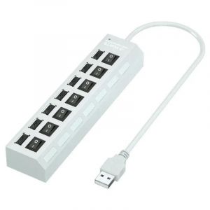 KALPZ-Répartiteur Multi-Usb Hub Usb À 7 Ports, Adaptateur D'Alimentation, Extenseur Multiple Avec Interrupteur Marche/Arrêt Pour Pc Portable, Accessoires Macbook,,White - Neuf
