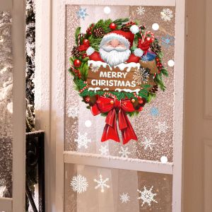 Santa Claus Couronne de Flocon de neige de No&euml;l Sticker Mural 27*35 cm - Neuf