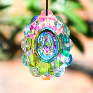 MEVRONISSHOP-Prisme en cristal color&eacute; en forme de paon 76 mm, attrape-soleil, attrape-soleil, prismes en cristal &agrave; suspendre pour fen&ecirc;tres, Feng Shui, pour cadeau - Neuf