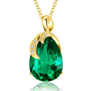 Kgabery-Collier Pendentif Ovale En Forme De Poire En Forme De Larme|Collier De Pierre De Naissance Cristaux Rubis Émeraude Saphir|Cadeau De Bijoux Significatif Pour Mère Fille Petite Amie Épouse - Neuf