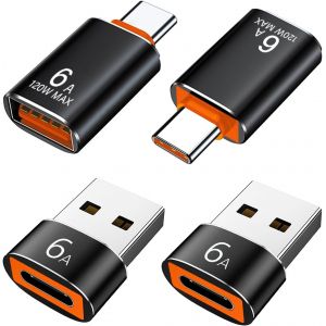 Adaptateur USB vers USB C Lot de 4, Adaptateur USB A 3.0 Femelle vers USB C M&acirc;le x2, Adaptateur USB C Femelle vers USB M&acirc;le x2, Compatible avec MacBook, iPhone 15, Samsung Galaxy, Tablettes,PC - Neuf