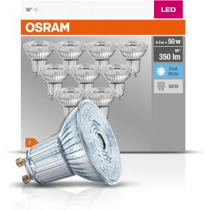 TIANYI-4058075036703 Spot LED 4,30W Cool R&eacute;flecteur 4000K, Verre, GU10, 4 W, Argent, Blanc Froid - Pack de 10 - Neuf