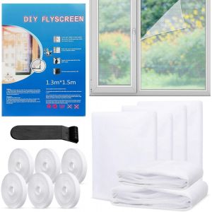 6 Pièces Moustiquaire Fenetre,130x150cm Moustiquaire Pour Fenêtre Avec 6 Rouleaux De Bandes Autocollantes,Moustiquaire Adhésive pour Fenêtre,Anti Mouche Moustiques (Blanc) - Neuf