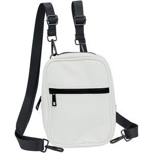 RFCBC-Sac à Bandoulière pour Hommes et Femmes,Sacoche Bandoulière Cuir, Sacoche Homme, Minimalist Sac de Poitrine Shoulder Bag Cartable Besace Banana Petit Sacs à Dos (Blanc Sac à Bandoulière Unisexe - Neuf