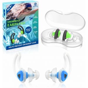 Kalanka-Bouchons D'oreilles De Natation, 2 Paires Protection Auditive Bouchon Piscine-Protection Contre L'eau Pour Nageurs Douche Bain Le Surf Bleu/Vert - Neuf