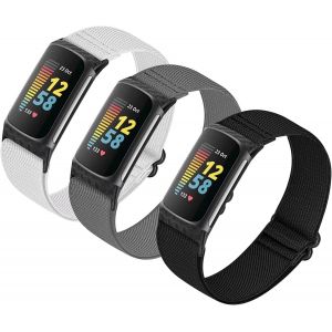 Lot De 3 Bracelets De Montre &Eacute;lastiques R&eacute;glables Compatibles Avec Les Bracelets Charge 5/Charge 6, Bracelet De Rechange Extensible En Nylon Doux Et Respirant Pour Homme Et Femme - Neuf
