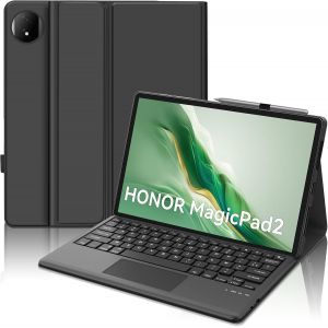 Clavier avec Touchpad pour Honor Magic Pad 2 12.3"" 2024, AZERTY Fran&ccedil;ais Clavier Bluetooth Magn&eacute;tique D&eacute;tachable avec Trackpad pour Tablette Honor Magic Pad 2 12.3"", Noir - Neuf