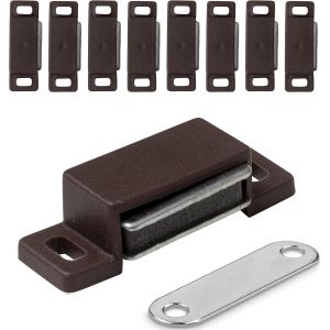 Loquets Magnetiques pour Meubles, Portes, Armoires 10 pi&egrave;ces Fermeture Magn&eacute;tique avec Aimants pour Placards et Cabinets Charni&egrave;res Magn&eacute;tiques Marron - Neuf