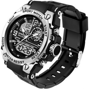 Montre Homme Montre Digital Sport Homme M Ilitaire &Eacute;tanche,Grand &Eacute;cran Analogique Digital Montre Avec Alarme,Led,Chronom&egrave;tre,Carillon Horaire,Montres Bracelets Multifonctions.[J190] - Neuf