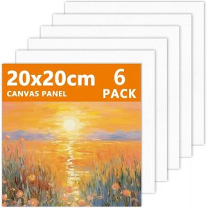 Mevronisshop-Toile &Agrave; Peindre, 6 Pi&egrave;ces, Toiles 100% Pur Coton Pour Peinture, Ensemble De Toiles D'artiste Blanches Pr&eacute;-&Eacute;tir&eacute;es, Petit Cadre De 20 X 20 Cm, Bo&icirc;te De Peinture Pour Peintures &Agrave; L'huile A - Neuf