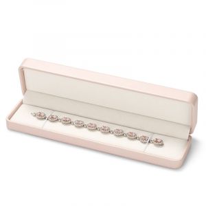Oirlv Boîte À Bijoux En Cuir Pu Collier Emballage Organisateur Boîte À Bagues En Vrac Boîte-Cadeau Porte-Boucles D'oreilles Boîte-Cadeau Organisateur De Collier - Type Pink Long Chain Box - Neuf