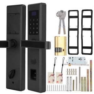 Serrure de porte a poignee electronique Mot de passe numerique Carte a puce Cle mecanique Acces biometrique a empreinte digitale - Neuf