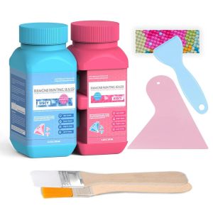 AYUHR-Scellant pour peinture au diamant avec 240 ml de colle, 2 spatules en silicone et 2 pinceaux pour une tenue permanente et un effet de brillance Conserver la peinture au diamant et les puzzles. - Neuf
