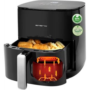 lbgwp60-Friteuse À Air Chaud Avec Volume Xl De 5 Litres, Convient Pour Jusqu'À 4 Personnes, Nouvelle Technologie Deux Éléments Chauffants En Acier Inoxydable (Haut + Bas), 8 Programmes Automatiques, - Neuf
