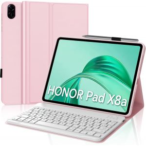 Coque Clavier Honor Pad X8a, &Eacute;tui Clavier Fran&ccedil;ais Azerty Bluetooth D&eacute;tachable Pour Honor Pad X8a 11"" 2024, Rose - Neuf
