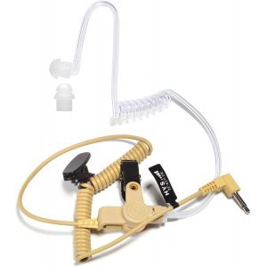 Écouteurs intra-auriculaires avec tube acoustique,3,5 mm,transparent,avec clip de fixation,casque de sécurité pour radio (beige,écouteurs + 1 tête champignon plus longue).[W42] - Neuf
