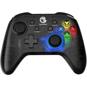 Manette sans Fil Bluetooth T4 Pro pour Switch, Manette Switch Pro avec r&eacute;tro&eacute;clairage LED, Joystick Turbo Gamepad avec Moteur Double, Manette de Jeu programmable pour iPhone/Android/PC - Neuf