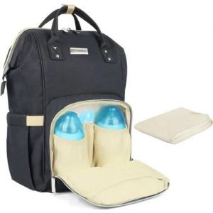 Sac &Agrave; Dos &Agrave; Langer B&eacute;b&eacute; Imperm&eacute;able En Oxford Grande Capacit&eacute; 55l Avec Matelas &Agrave; Langer Poign&eacute;es Unisex Voyage Noir - Neuf