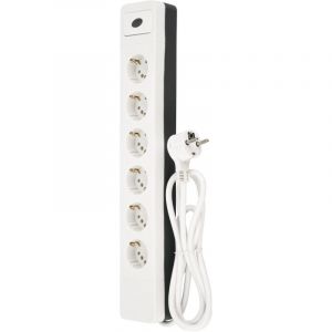 Multiprise Rev Combini, 6 Prises, 1,4 M, Blanc/noir - Neuf