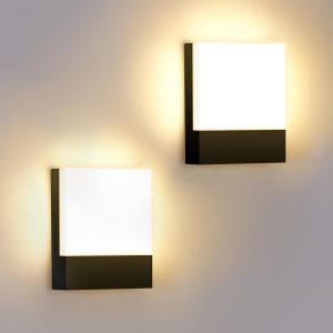 Subzonal-2 Pack Applique Murale Interieur Noir 15w Applique Murale Moderne Blanc Chaud 3000k Pour Chambre Salon Escalier Couloir - Neuf