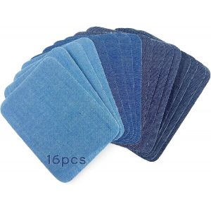 Mevronisshop-16 Pi&egrave;ces Denim Jeans Patchs &Agrave; Repasser, Patch Thermocollant Vetement, Coton Patchs De R&eacute;paration,Qualit&eacute; Denim Patch En Tissu Pour D&eacute;coration R&eacute;paration Jeans,Vestes,Bricolage,Sac &Agrave; Mai - Neuf