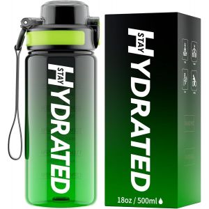Eryi-Gourde Enfant 500ml, Tritan Gourde Sport Motivation Sans Bpa, Transparente Avec Graduée, Anti Fuite, Bouteille 0,5 Litre Pour Fille, Garcon, École, Maternelle (Vert Agate) - Neuf