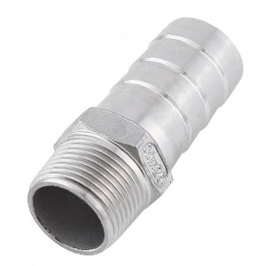 Adaptateur de raccord de tuyau à filetage mâle en acier inoxydable Connecteur de queue de tuyau cannelé (3/4 ""x25mm) - Neuf