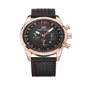 Mini Focus &Agrave; La Mode Pour Hommes Montre Bracelet En Cuir Montre-Bracelet &Agrave; Quartz Analogique (Or Rose + Noir) - Neuf