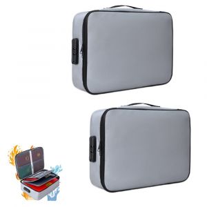 Pochette ignifug&eacute;e avec serrure pour documents - Lot de 2 pochettes &eacute;tanches pour le rangement de dossiers &agrave; la maison, au bureau ou en voyage. - Neuf