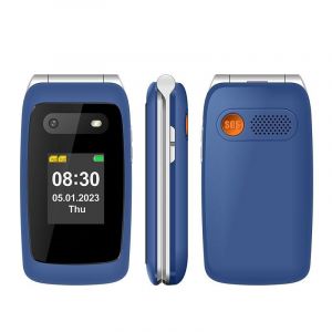T&eacute;l&eacute;phone Portable 4G Clapet Double &Eacute;cran SOS FM Dual SIM 21 Touches Bleu Bleu YONIS - Neuf