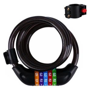 Antivol De Vélo Spiralé Sécurisé De 1,2 M - Combinaison Réinitialisable À 5 Chiffres, Pvc Et Acier Durables, Multi-Usages, Options Colorées, Support De Montage Inclus - Neuf