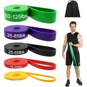 Bandes De Résistance 208 Cm ¿ Lot De 5 Niveaux De Force, Bandes Élastiques Pour Entraînement, Crossfit, Yoga, Gymnastique Et Exercice À La Maison, Tpe Durable - Neuf