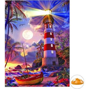 Kit Complet De Broderie De Diamant 5d,Kit De Peinture De Diamant Bricolage Phare,Peinture Au Diamant - Neuf