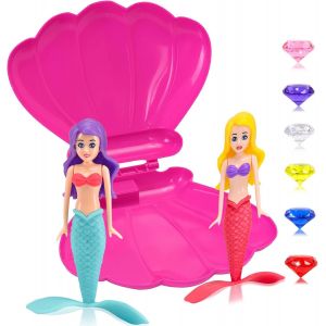 KAL-Lot De 2 Jouets De Plongée Pour Enfants En Forme De Sirène Avec Coquillage Rose, Jouet De Sirène, Pour Baignoire, Piscine, Entraînement De Piscine Sous-Marin, Jouet De Natation - Neuf