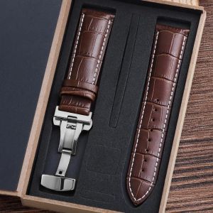 Typi-Bracelets De Montre En Cuir De Vache Véritable Avec Boîte,14mm 16mm 18mm 20mm 21mm 22mm 24mm,Bracelet De Montre Avec Fermoir Papillon,Ceinture|Bnwh-Sv|14mm - Neuf