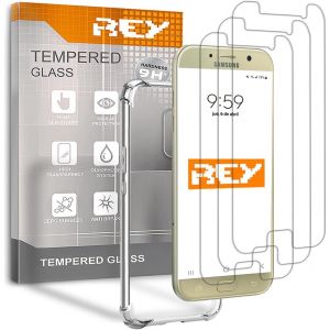 SJZG-[Lot De 3] Verre Tremp&eacute; Et Coque Anti-Shock Pour Samsung Galaxy A5 2017, Verre Tremp&eacute; Et Silicone Tpu Haute R&eacute;sistance - Neuf