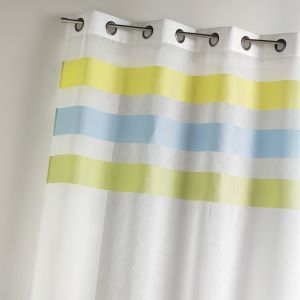 Voilage En &Eacute;tamine Fantaisie &Agrave; Rayures Horizontales - Neuf