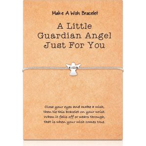 Eryi-Bracelet D'ange Gardien Porte-Bonheur Fait Main En Argent Bracelet Avec Pendentif Ange En Métal Pour Femmes Filles Famille Meilleur Ami Anniversaire Bijoux Cadeau - Neuf
