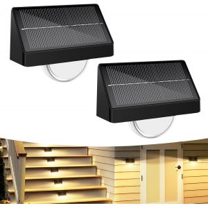 Sansh-Eclairage Escalier Exterieur Solaire,10 Modes Rgb, Applique Murale Exterieur Solaire Ip65 Étanche,180° Grand Angle Lumiere Solaire Exterieur Pour Escaliers Extérieurs, Murs,Jardins,Terrasses 2 - Neuf