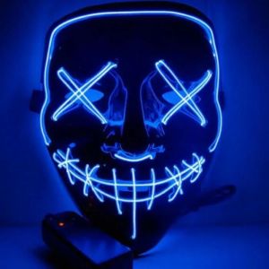 Masque Led Halloween - Rokoo - La Purge Élection - Bleu - Flash Lent Et Rapide - Neuf