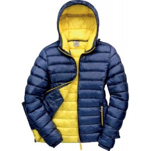 Veste Matelass&eacute;e - Doudoune Femme R194f - Bleu Marine Et Jaune - Neuf