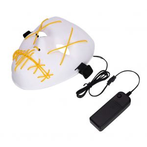 HJLIAN Masque lumineux LED effrayant pour Halloween, accessoire de decoration pour fete (jaune) - Neuf